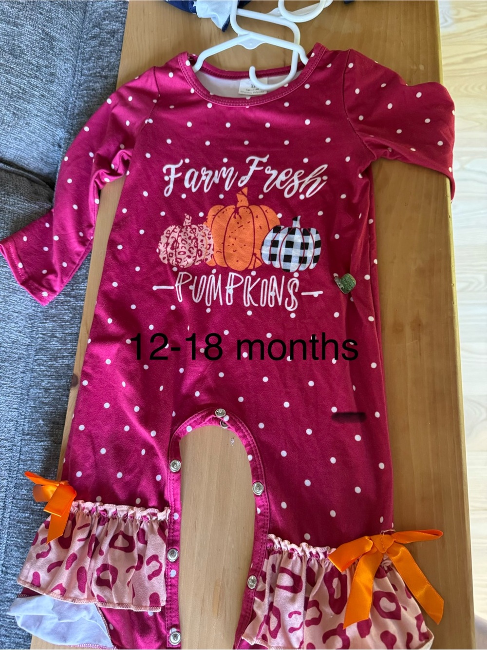 Farm Fresh Pumpkins Polka Dot One-Piece Romper - Pink